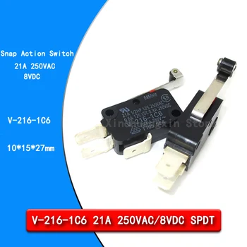 Oryginalny mikroprzełącznik V-216-1C6 21A250VAC 8VDC zatrzaskowy, wyłącznik krańcowy jednobiegunowy podwójny SPDT SNAP ACTING/LIMIT SWITCH