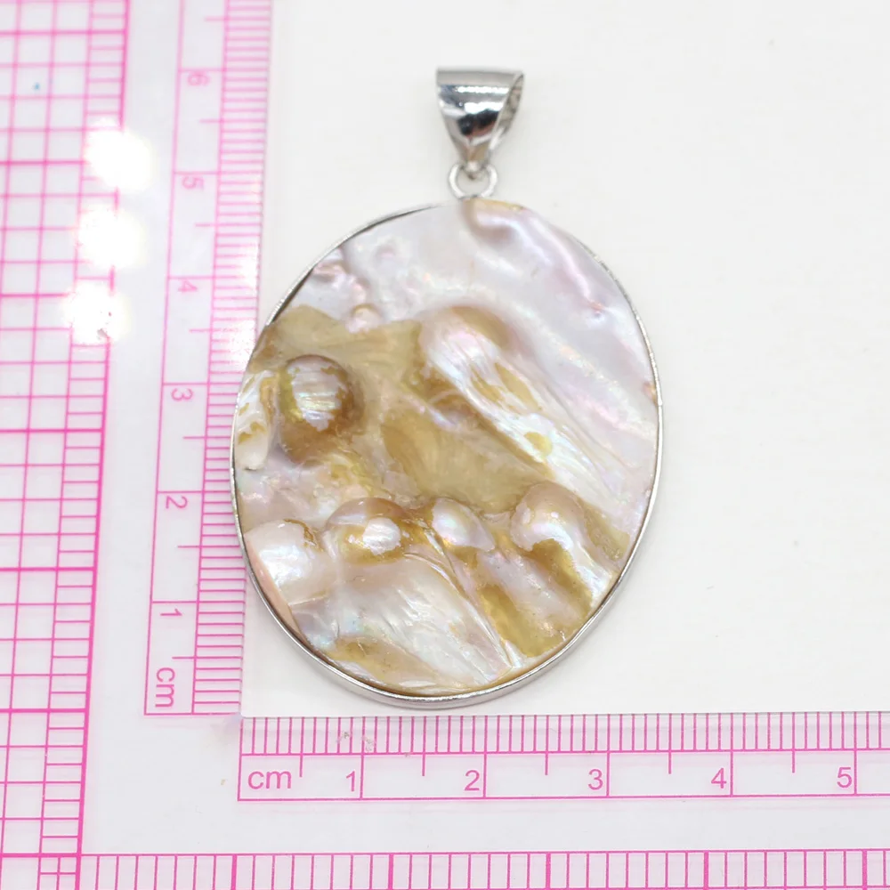 Natural Shell Pendant Oval shape White Mother of Pearl With pearls Exquisite charms For jewelry making DIY Necklace accessories