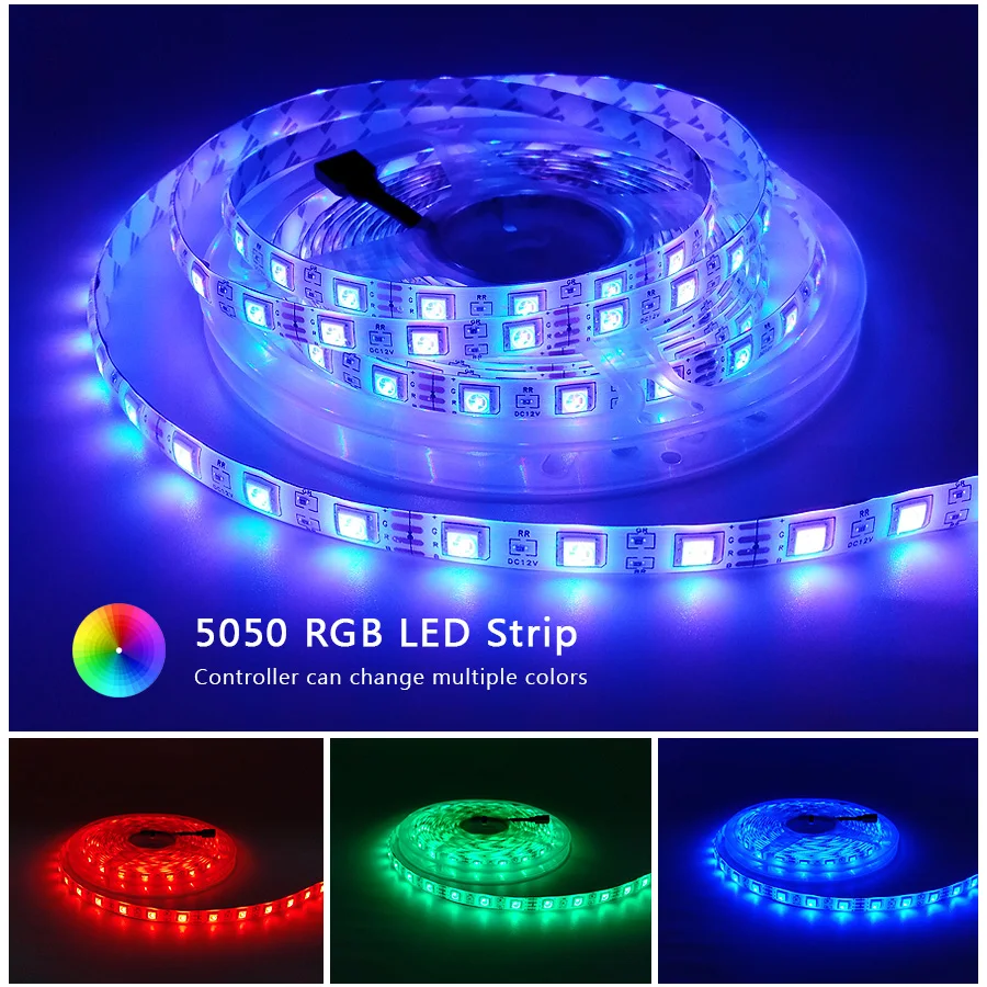 RGB 300 LED strip light 5m 60LEDs/m 5050 SMD 2835 White Warm White Red Blue LED strip 12V Waterproof flexible Tape rope stripe