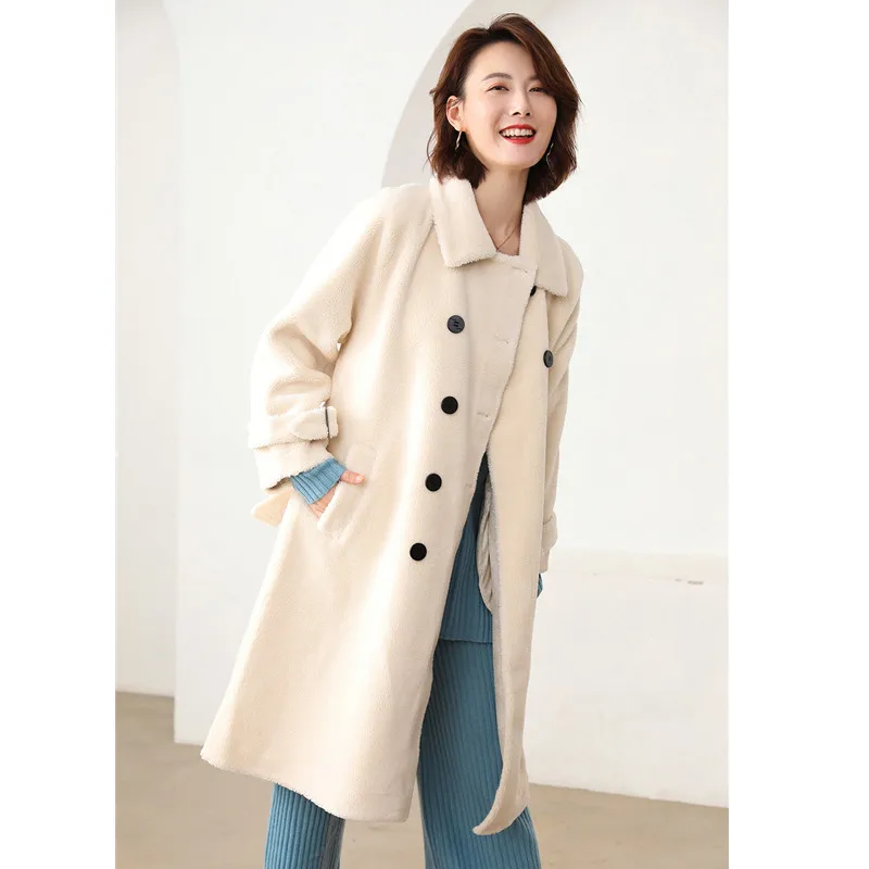 Winter Coat Women Autumn Clothes 2020 Real Fur Coat Female Wool Jacket Korean Vintage Sheep Shearling Tops Manteau Femme ZT4339