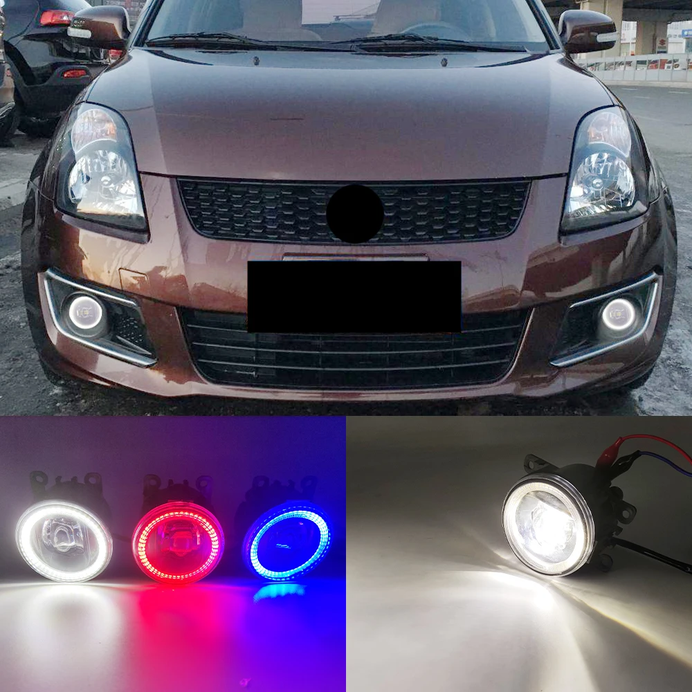 2 Functions Auto LED DRL Daytime Running Light For Suzuki Swift 2005 - 2016 2017 2018 Car Angel Eyes Fog Lamp Foglight