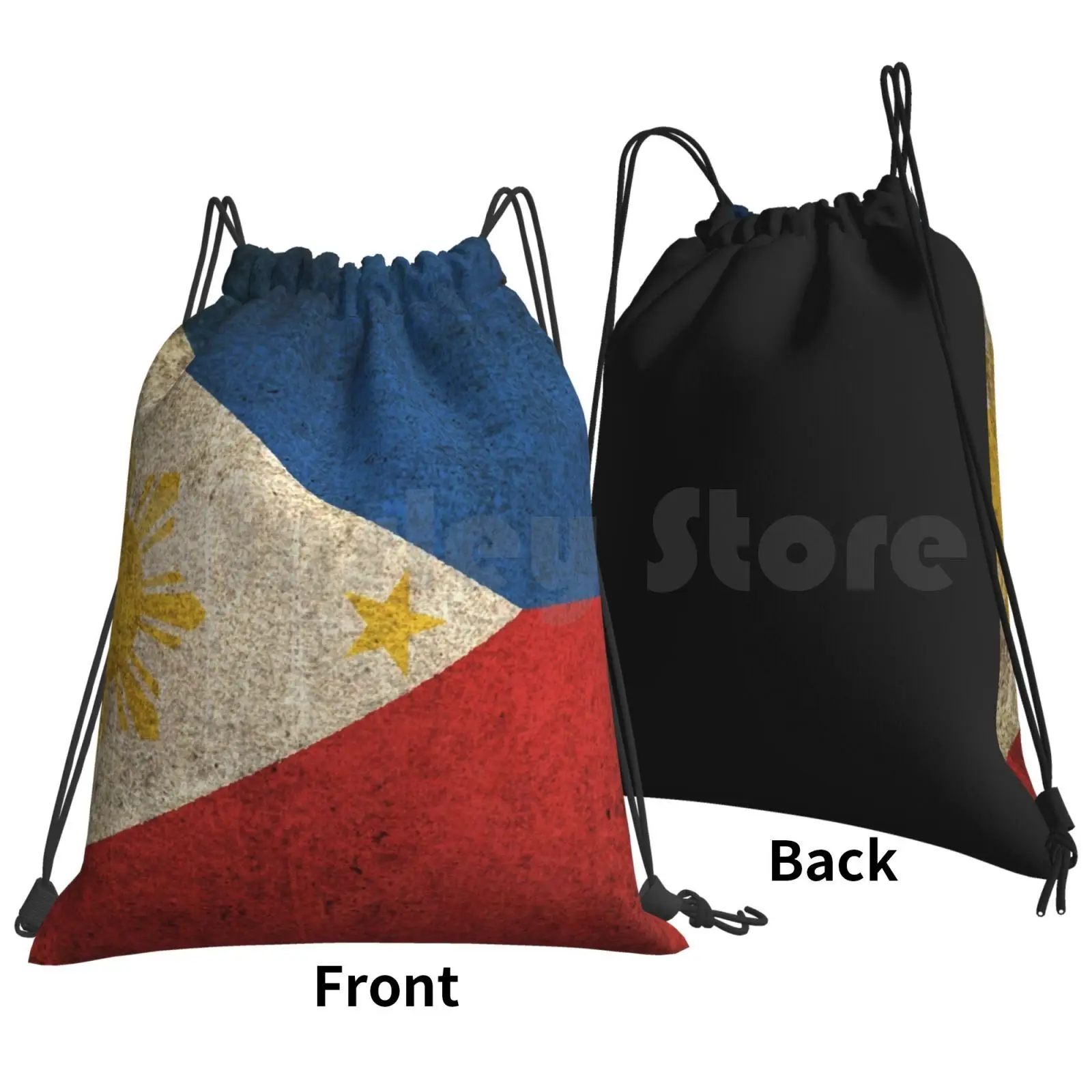 Old And Worn Distressed Vintage Flag Of The Philippines Backpack Drawstring Bags Gym Bag Waterproof Vintage Filipino Flag