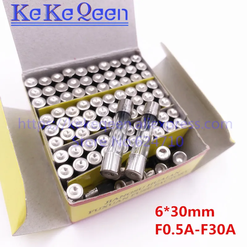 100PCS NEW 250V 6*30 0.5A 1A 2A 3A 4A 5A 6A 7A 8A 10A 12A 15A 20A 25A 30A 6*30mm Fast Blow Glass Fuses Insurance Tube original