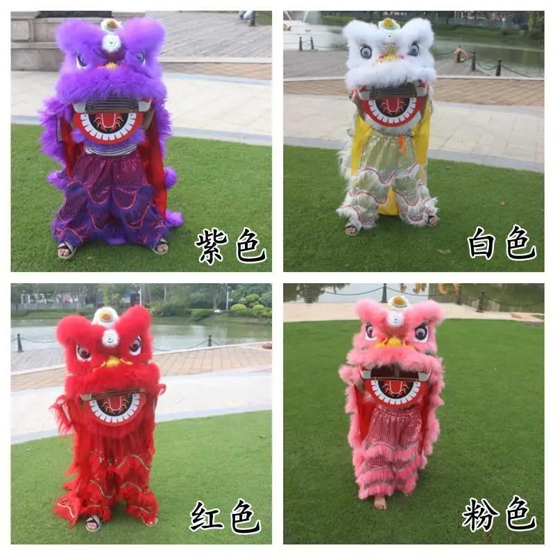 Disfraz de mascota de la danza del león real de 12 pulgadas, traje de accesorios familiares de 2 a 5 años, vestido de cultura tradicional china, fiesta de Carnaval y Festivall