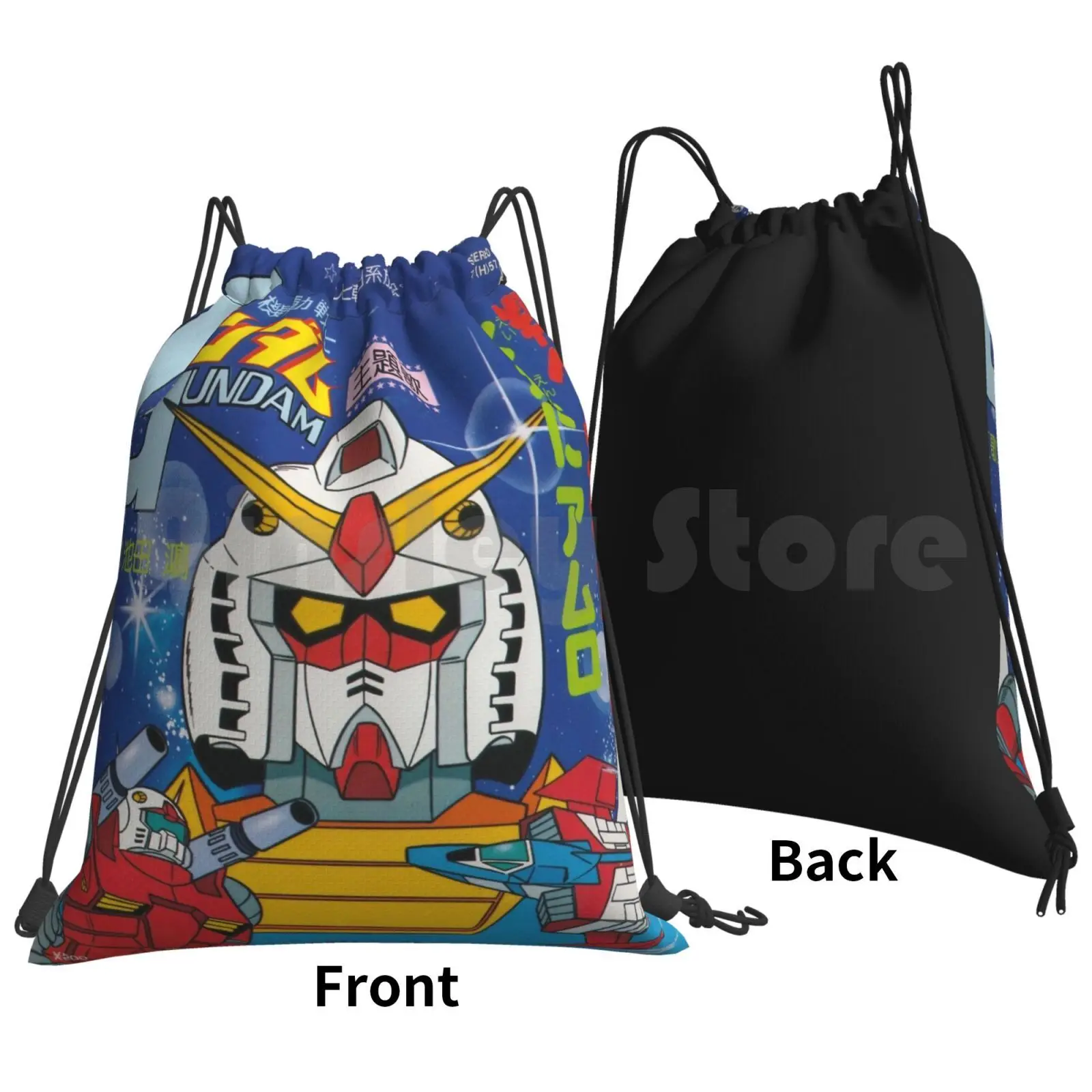 Mobile Suit Record Sleeve Front Cover Backpack Drawstring Bag Riding Climbing Gym Bag Mobile Suit Japan Anime Amuro