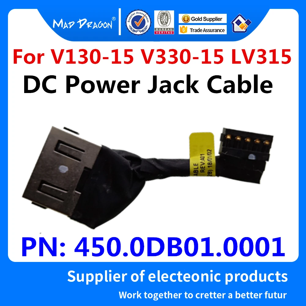 New original laptops DC IN Cable DC-IN cable DC Power Jack Cable square port For Lenovo V130-15 V330-15 LV315 PN: 450.0DB01.0001