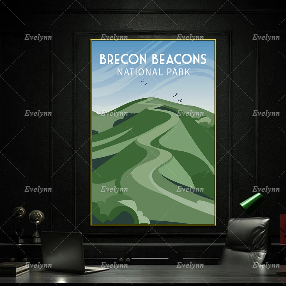 Brecon Beacons Travel Poster, Brecon Beacons Travel Print, Brecon Beacons Wall Art,Home Decor Canvas Unique Gift