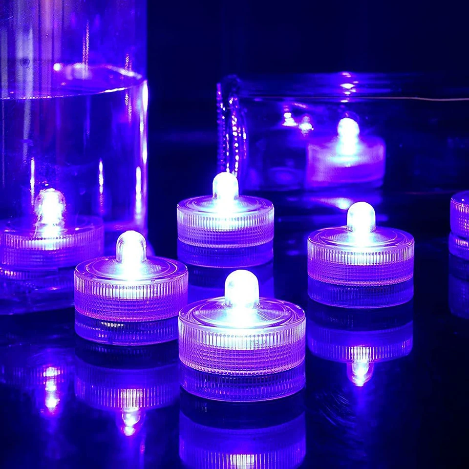 12Pcs Submersible LED Light Flameless Candle Tealights Underwater Pool Lights For Wedding Home Vase Festival Party Decoration