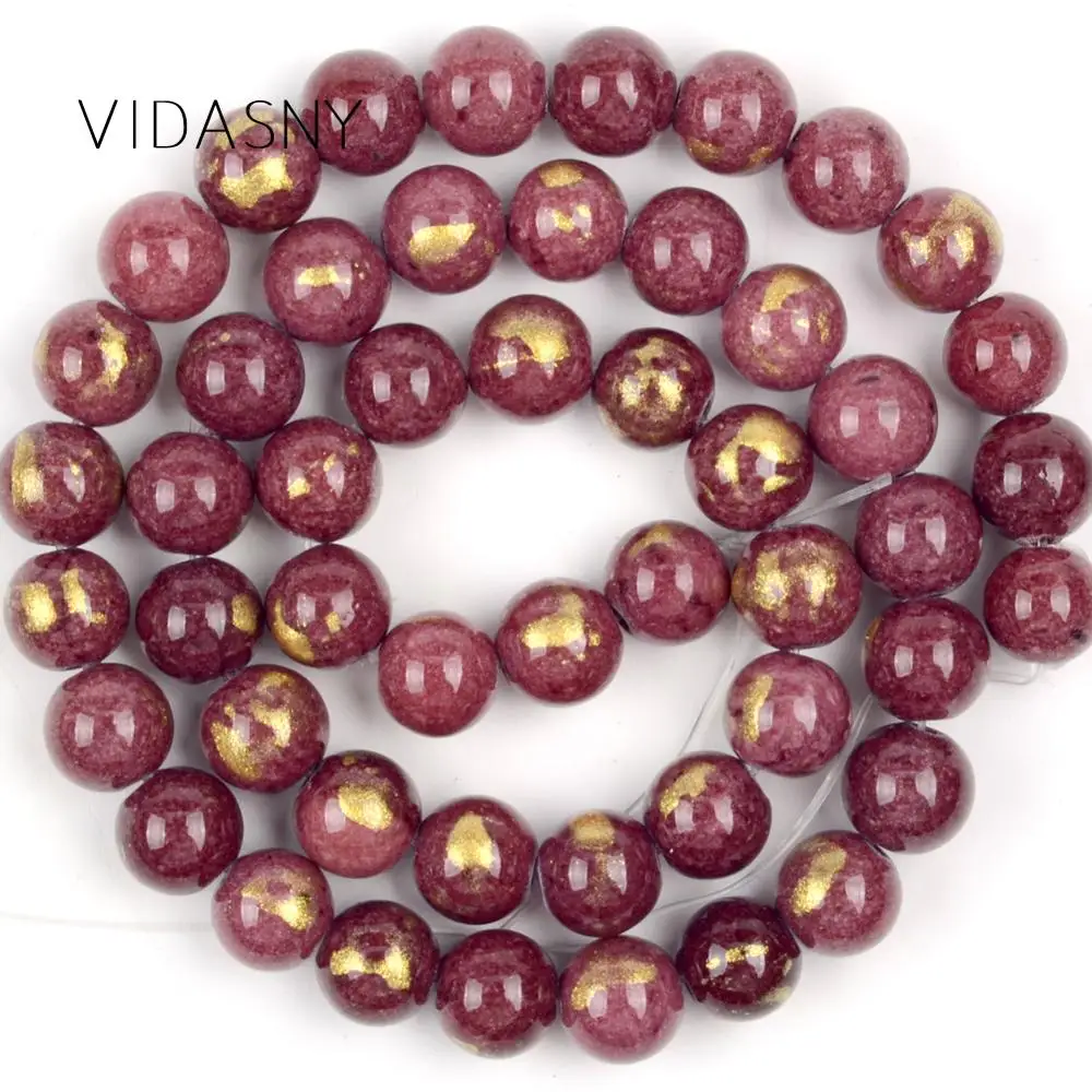 4/6/8/10mm Natural Red Wine Golden Silk Jades Stone Beads Round Loose Beads For Jewelry Making Bracelets Necklaces Diy Jewellery