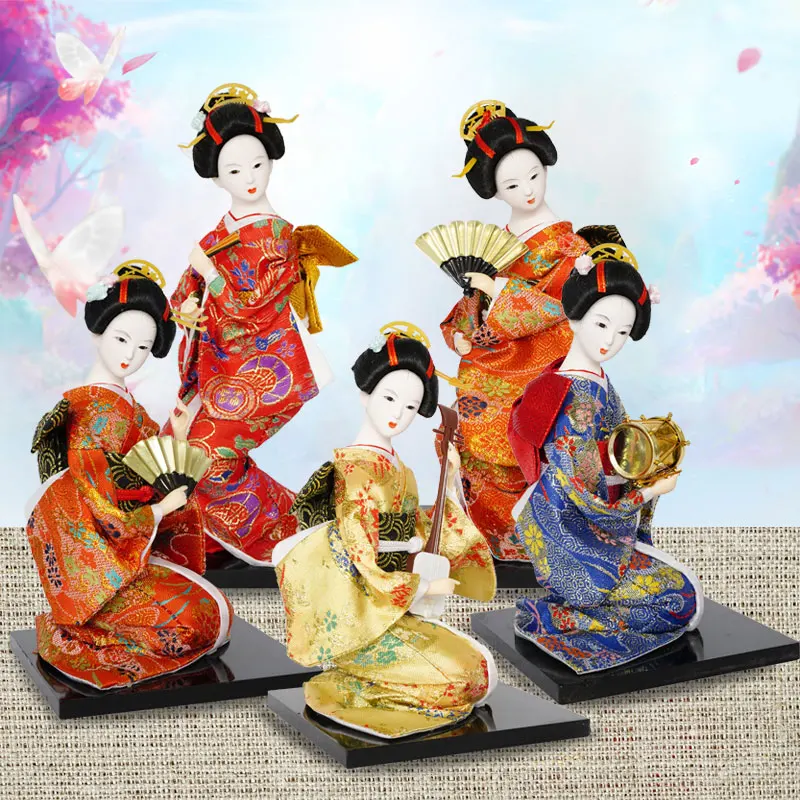 Japanese Geisha Miniatures Doll Squat Style Traddtional Japannese Ethnic Kimono Dolls For Girls Handmade Design Crafts ZL219