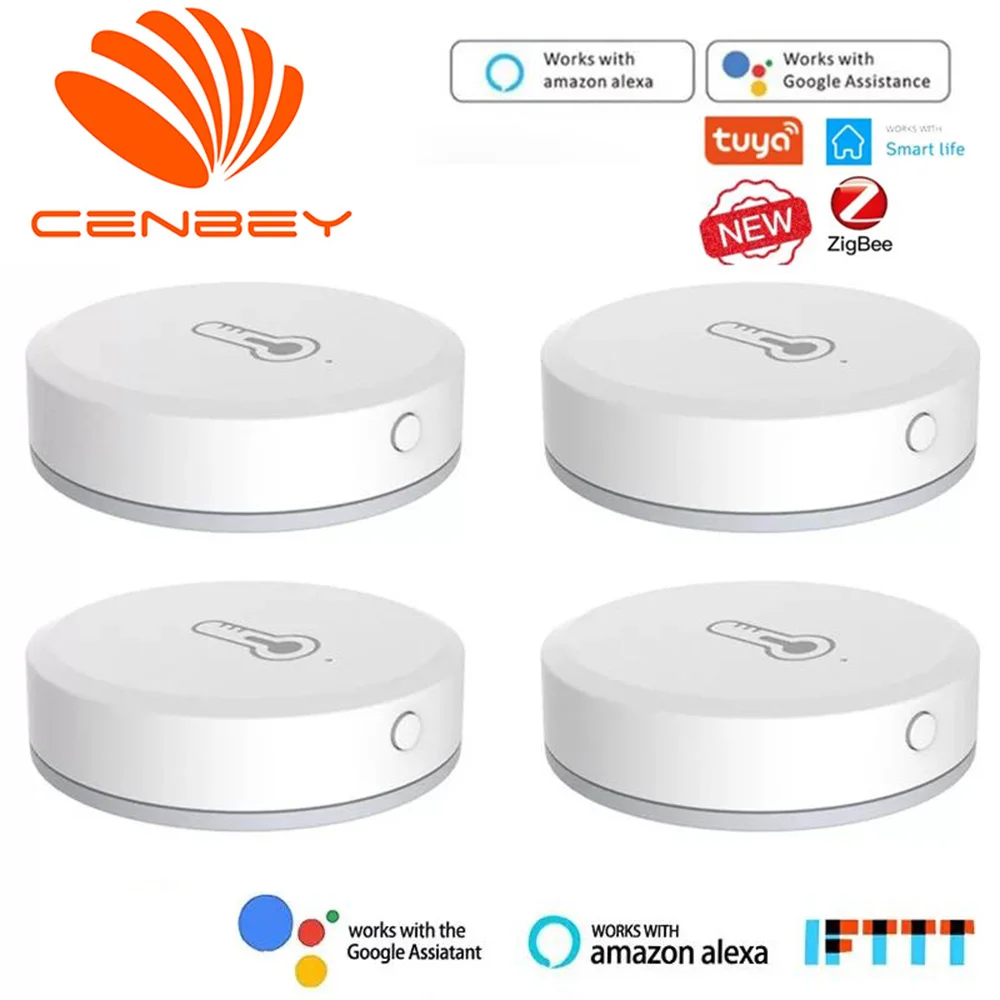 Cenbey Wifi Tuya Zigbee Temperature And Humidity Sensor Google Alexa Temperature Humidity Sensor Alarm System Zigbee Smartlife