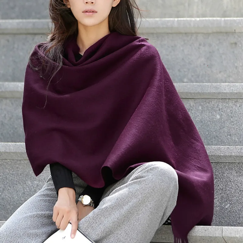 Wolle Winter Schal Frauen Mode Schal Erwachsene Solide Schals Luxus Herbst Tücher und Wraps Poncho Schals für Damen Unisex Wrap