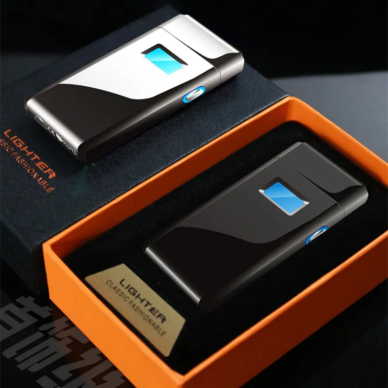 Double Arc Plasma Smart Lighter, Dual Flameless Cigarette, Rechargeable,  Metal Power Display