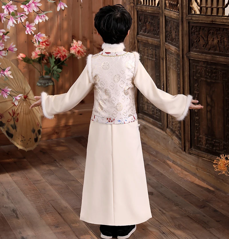 Winter Quilted Boys New Year Clothes Ancient a young master Cosplay Perform Photography Robe Baby Traditional Chinese Costume