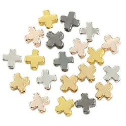 10pcs 6mm 8mm Alloy Cross Spacer Gold Color Silver Color Plated Beads Charms DIY Bracelet Necklace Handmade Jewelry Accessory