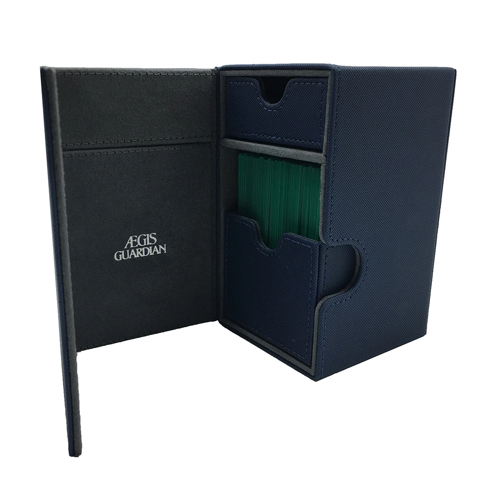 AEGIS GUARDIAN 100+ TCG Card Box Deck Case With Independant Card/Dice Trays: Blue Color