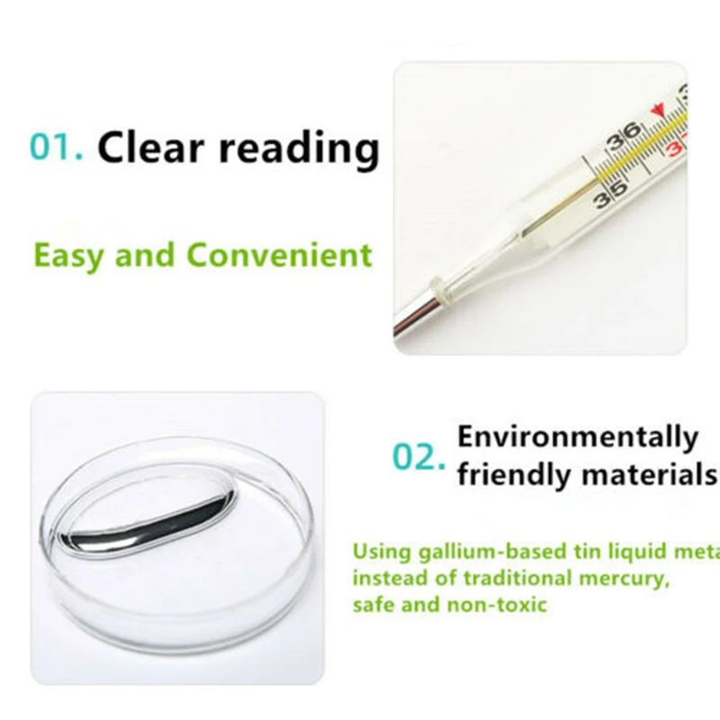 Portable Lightweight Mercury-free Dual Scale Classic Traditional Glass Accuracy Thermometer For Home Baby Adults 35-42 C