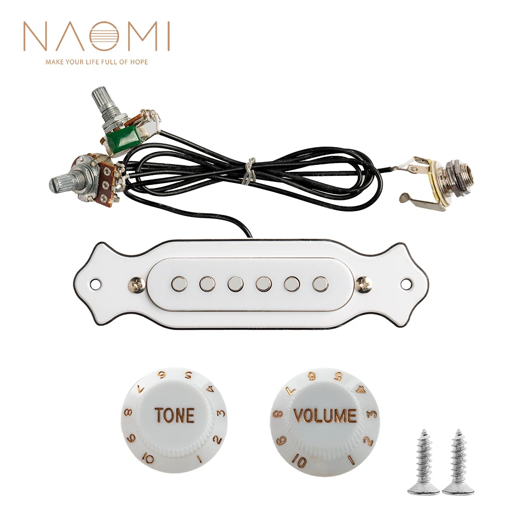 

NAOMI Pre-wired Sound Hole Magnetic Pickup 6-String Single Coil Magnetic Harness With Knobs Pots For Electric Cigar Box Guitar