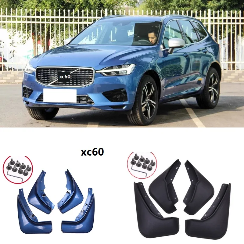 Front Rear Car Mud Flaps blue For Volvo XC60 2018 2019 2020 2021 2022 23 fender Mudflaps Splash Guards Mud Mudguards Accessories