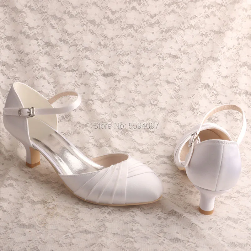 23 Colors Women’s Closed Toe Low Heel Mary Jane off White Color Bridal Shoes Wedding