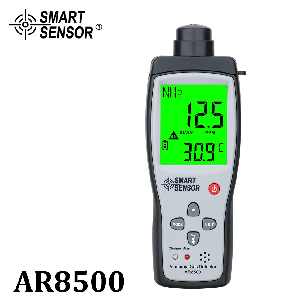 Handheld Smart Sensor Ammonia Gas NH3 Detector Meter 0-100PPM Range with Sound Light Alarm for Gas Monitoring Tester AR8500