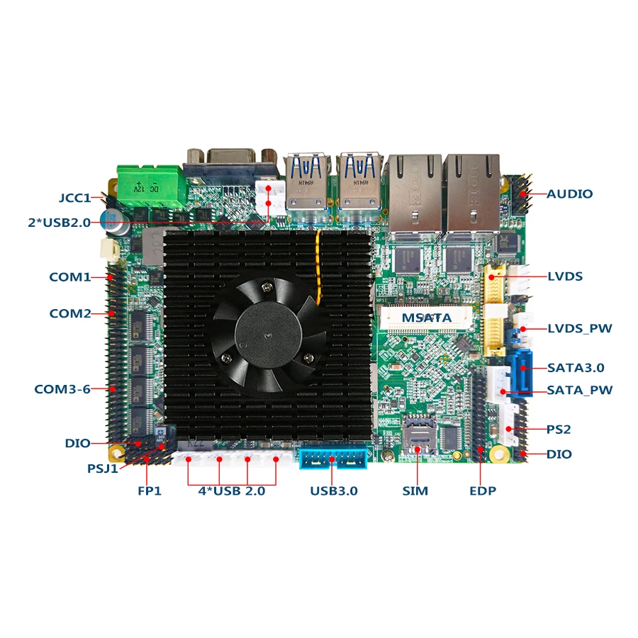 SBC Embedded Motherboard, Suporte Intel i5-6200U CPU LVDS EDP, 12 x USB, 3.5'