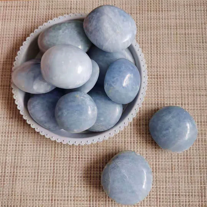 Natural quartz sky blue celestite palm crystals healing stones for feng shui