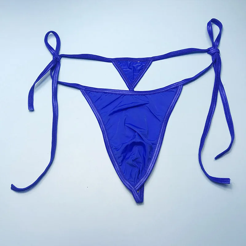 Ropa interior Sexy Gay para Hombre, tangas de seda de hielo, suspensorio, bolsa de pene, transpirable, fina, parte trasera en T
