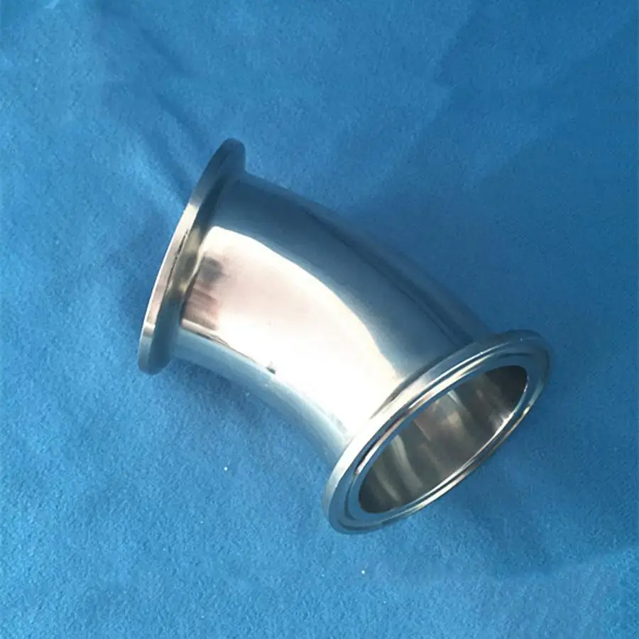 

1.5" Tri Clamp x 38mm 1-1/2" Pipe OD SUS 304 Stainless Steel 45 Degree Elbow Sanitary Fitting Home Brew Beer Wine