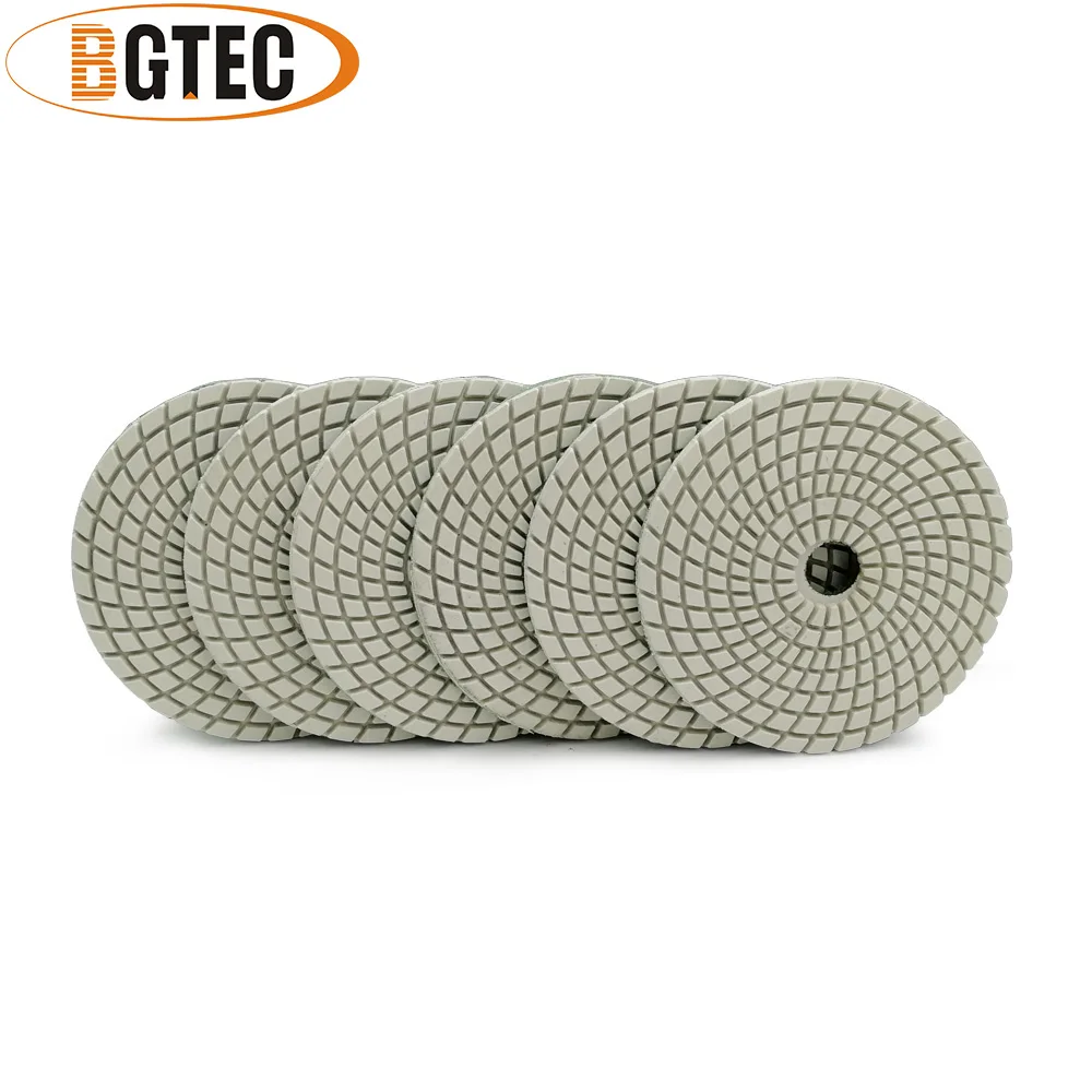 BGTEC 4นิ้ว 6ชิ้น # 800 Professional Diamond แผ่นขัดแบบยืดหยุ่น 4 นิ้ว M14 พลาสติก Backer Marble Granite Sanding Disc