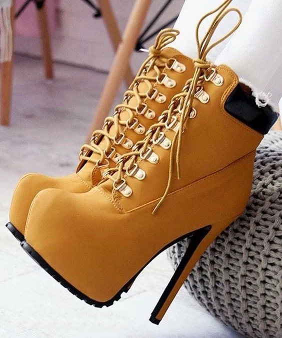 

Ботинки на высоком каблуке-шпильке, однотонные осенние ботинки на платформе, со шнуровкой, сбалансированные высокие ботильоны, обувь от производителя