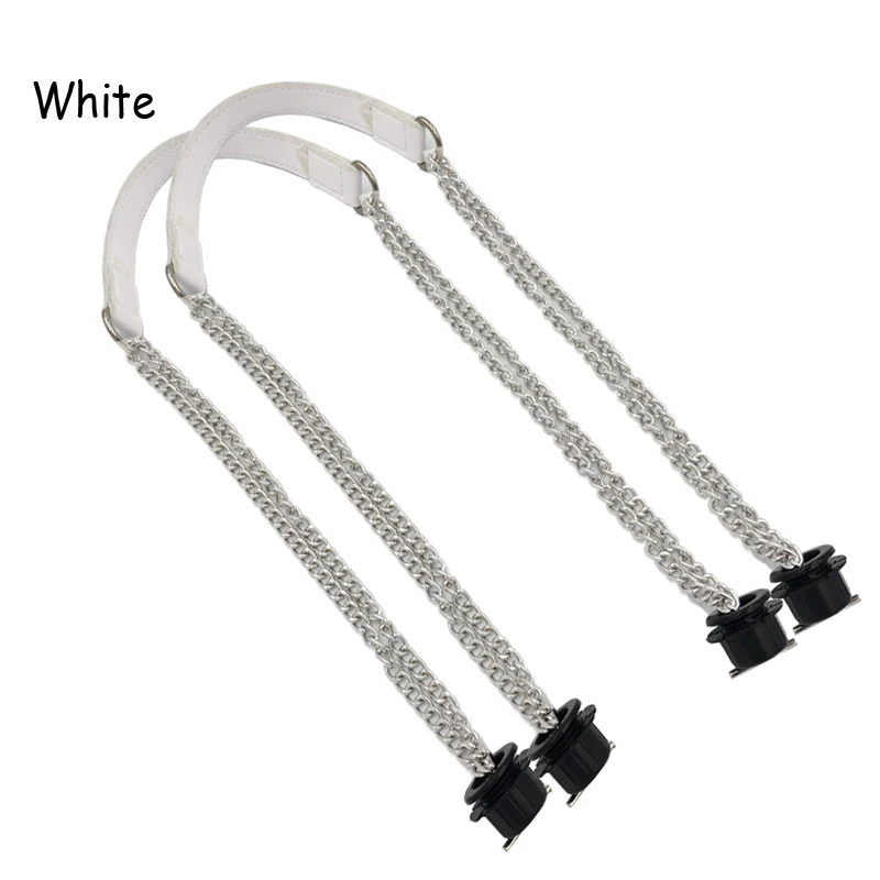 1 Pair Superfiber Leather Flat Handles  Handle Double Metal Chain for O Bag for EVA Obag Women Bag accessories