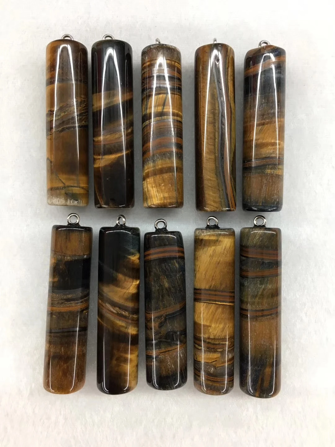 Promotion Price 10pcs/Pack Natural Tiger Eye Bead Pendant,13x50mm Round Tubes Pendant for Jewelry Necklace DIY