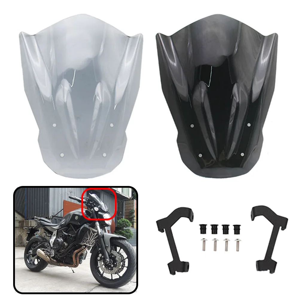 Windshield Windscreen with Mounting Bracket For YAMAHA MT07 MT 07 2014 2015 2016 2017 For FZ-07 FZ07 FZ 07 Wind Deflectors