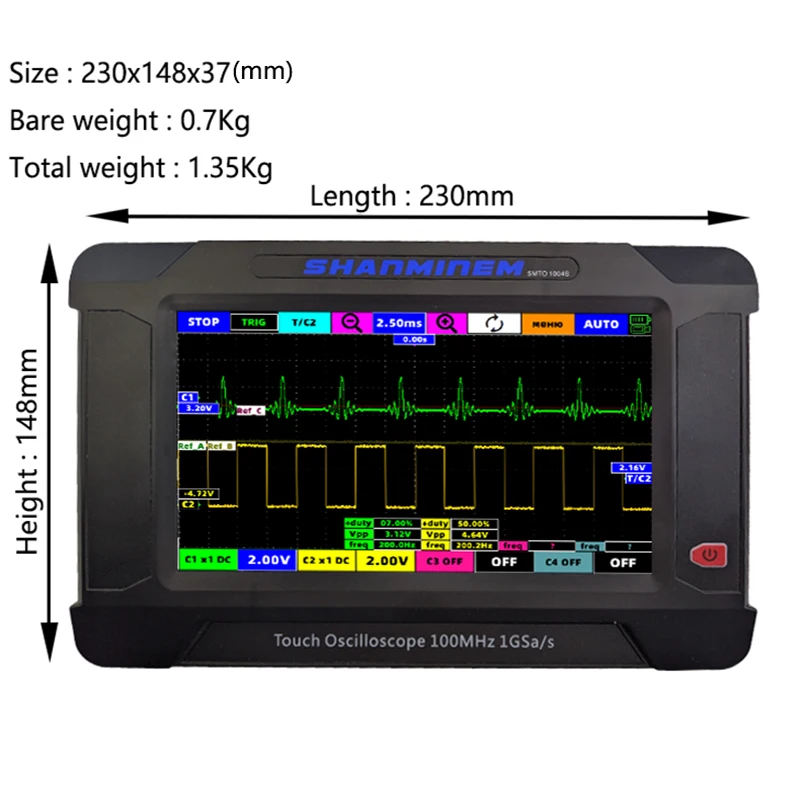 JINHAN SMTO1004S Flat Panel Oscilloscope 4 Channel Dual Channel Signal Generator 1GSa/s real-time sampling rate 100M Bandwidth