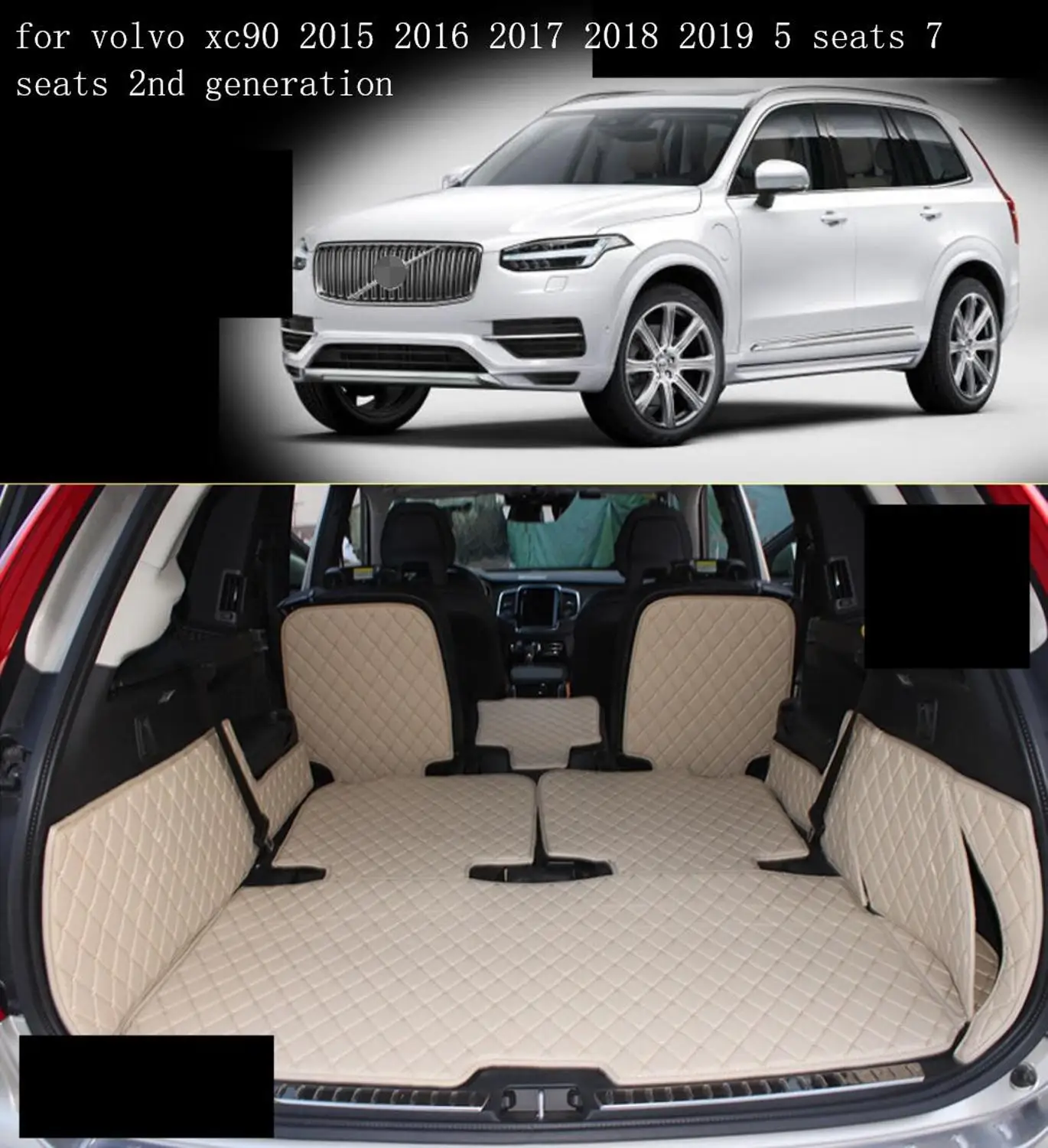 

fiber leather car trunk mat for volvo xc90 2015 2016 2017 2018 2019 5 seats 7 seats 2nd generation car accessories