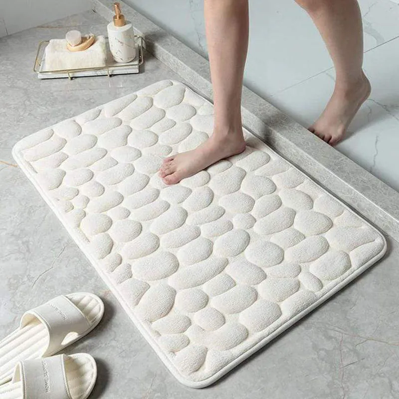 Alfombrilla superabsorbente para puerta de baño y sala de estar, alfombrilla antideslizante de espuma viscoelástica con relieve de pluma de ganso, envío directo