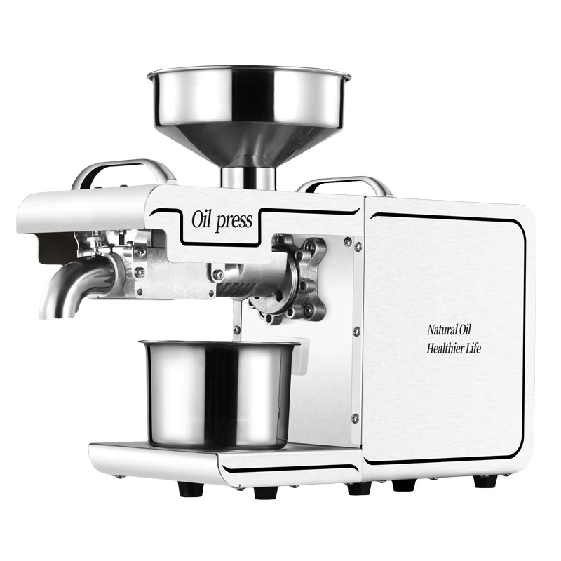 Household oil press, commercial stainless steel frame, small intelligent frying machine for peanut, flaxseed and walnut oil