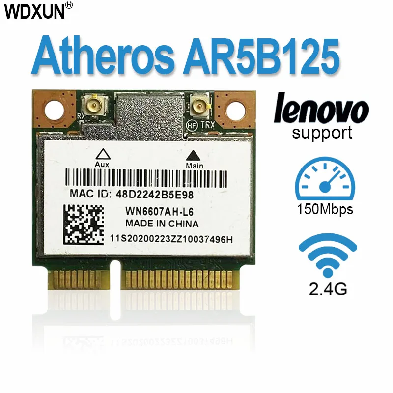 AR5B125 wifi Großhandel Drahtlose Karte Für Atheros AR5b125 Wifi Halb Mini PCI-E Für Lenovo G400 G500 G405 G505 Z500 P500 G700