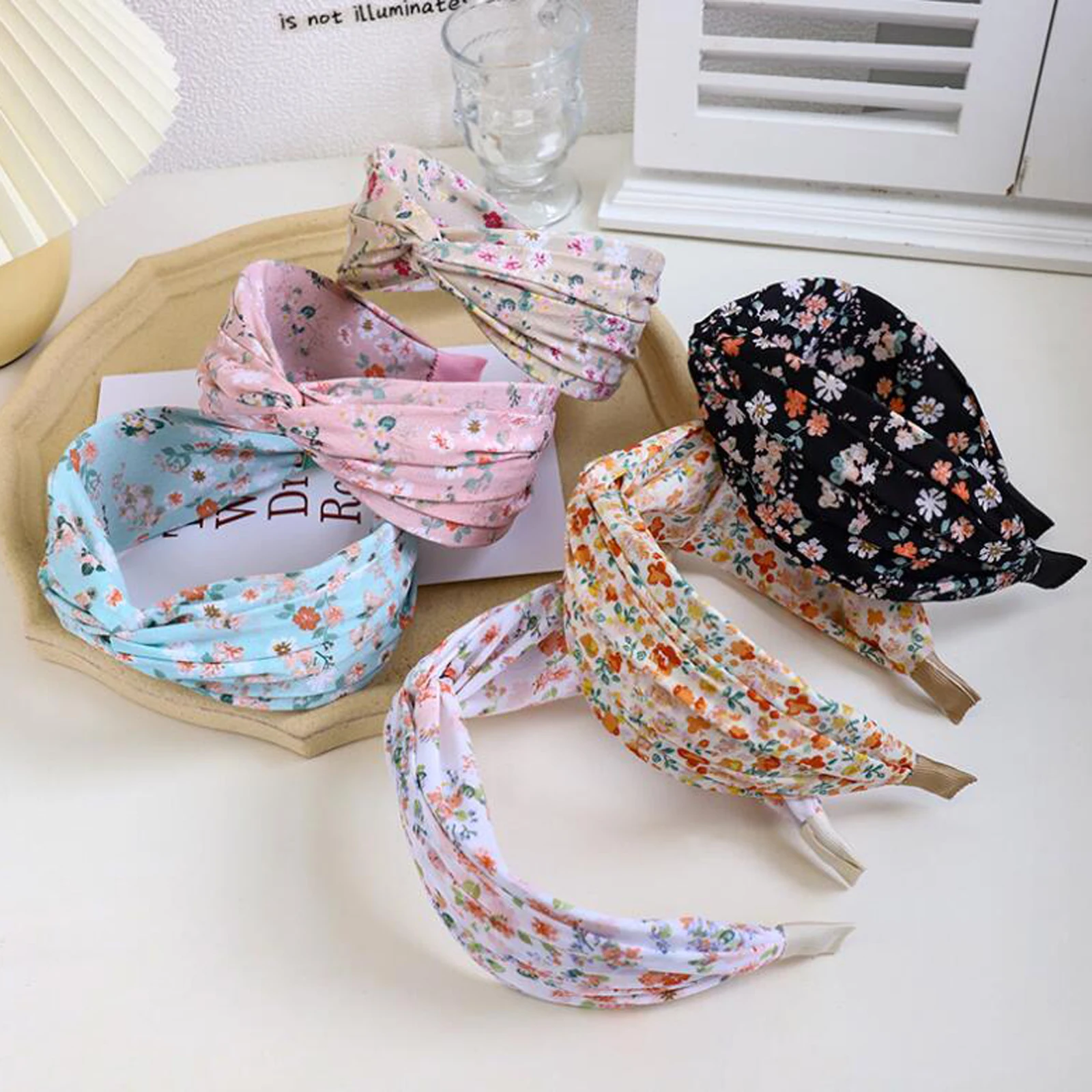 PROLY New Fashion Women Headband Wide Side Cross Knot Flower Hairband Fresh Color Bohemia Turban Hair Accessories