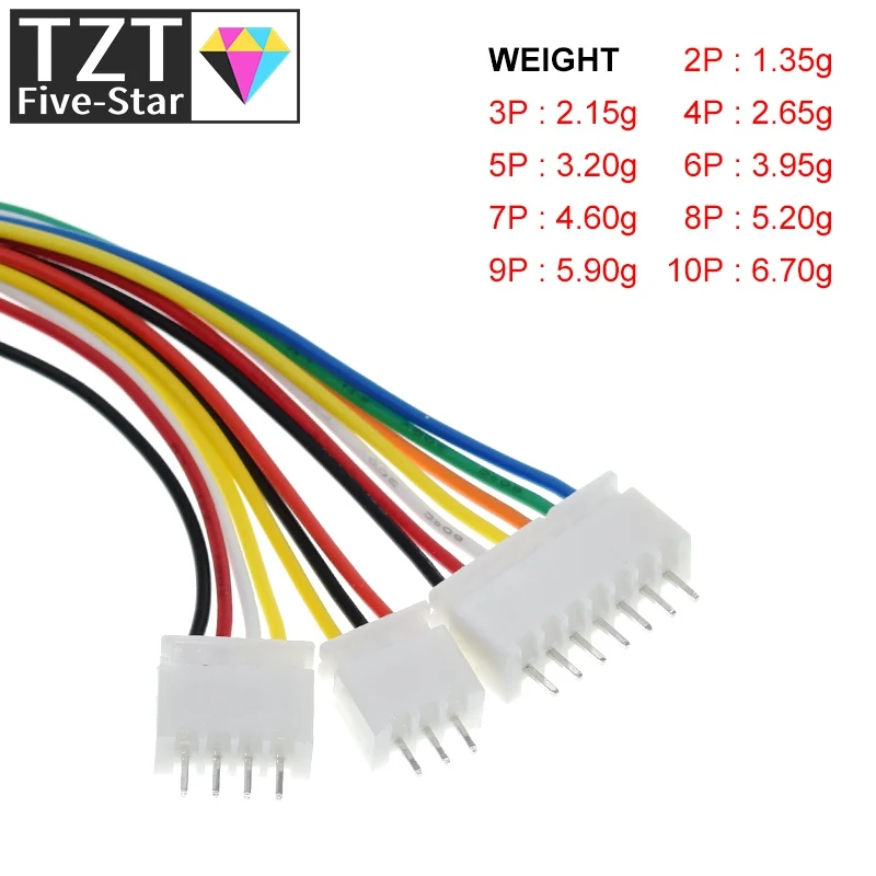 10Sets JST XH2.54 XH 2.54mm Wire Cable Connector 2/3/4/5/6/7/8/9/10 Pin Pitch Male Female Plug Socket 20cm Wire Length 26AWG