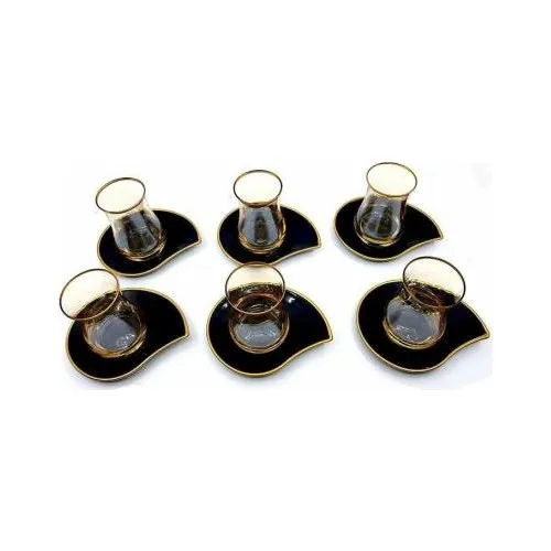 Lava Black Dish (6 Persons) 12 piece Tea Set Tea Coffee Cups Tea Coffee Sets Tea Coffee For Trophy Turkish Tea Cup Set Glass