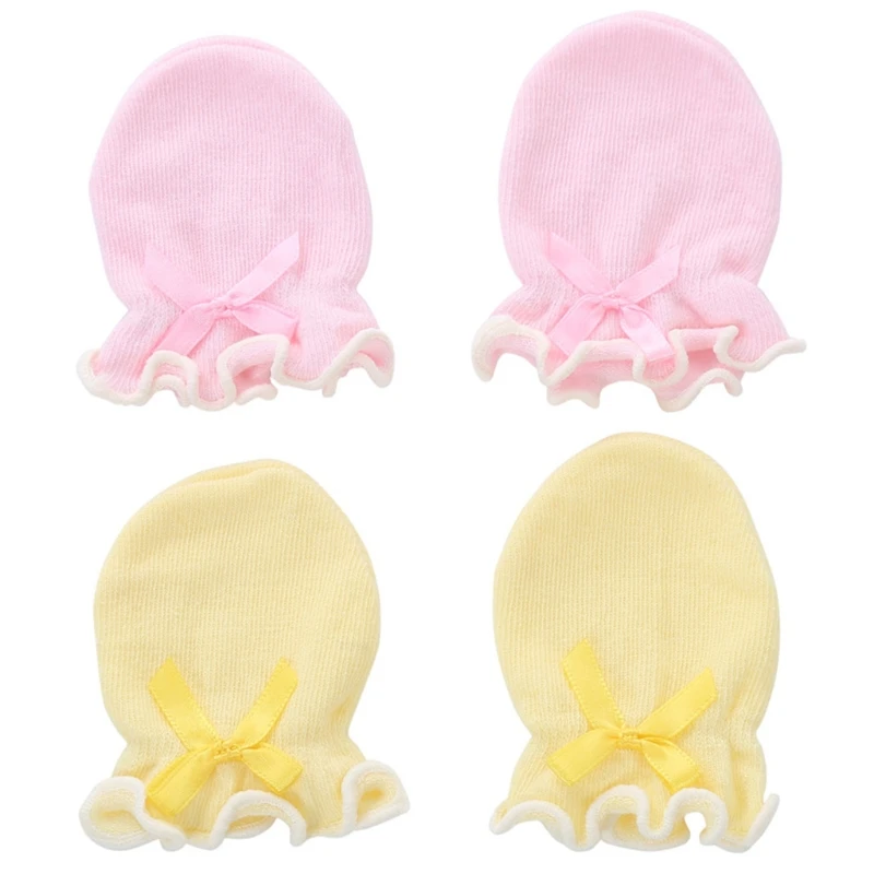 4 pces bebê macio anti riscando luvas de proteção facial recém-nascido risco luvas bonito bownot bebê mitten handguard infantil fornecedor