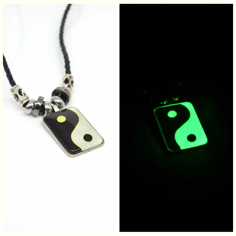 Glow In Dark Tai Chi Yin & Yang Aloy Pendant Amulet Necklace Lucky Gift Tribal Fashion Jewelry