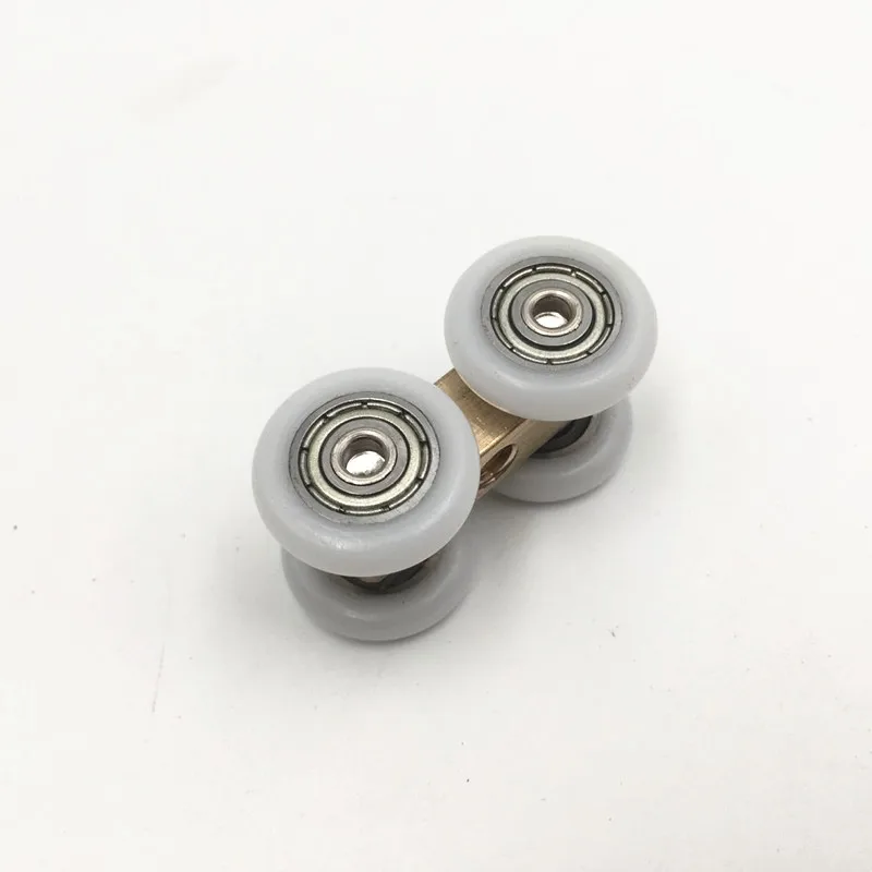 2PCS 21mm OD Sliding Door 4 Wheels Roller Home Bathroom Wardrobe Wood Door Copper Hanging Wheels For Furniture Hardware Wheel
