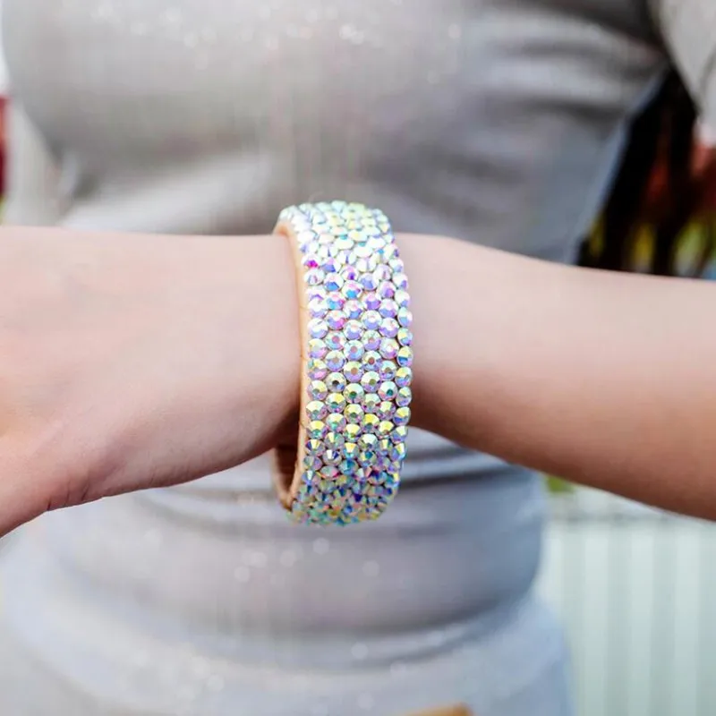 Professional Rhinestone Bracelet Slinky Dance Bangle Bracelet Arm Cuff Decoration Belly Dance Stage Show Jewelry New Arrival