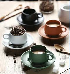 Nordic Simple Coffee Cup Ceramic Italian Style 130ml Small Capacity Mini Coffee Cup and Saucer Set Super Espresso Appliance