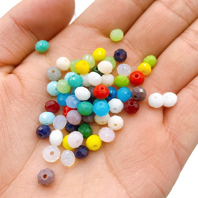 6x4mm Faceted Austrian Ceramic Crystal AB Color 50pcs Flat Round Loose Bead For Handmade Bracelet Making DIY Jewelry Accessories