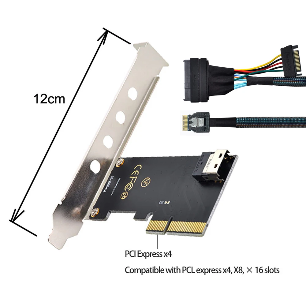 PCI-E 3.0 4.0 to SFF-8654 Slimline SAS Card Adapter and U.2 U2 SFF-8639 NVME PCIe SSD Cable for Mainboard SSD