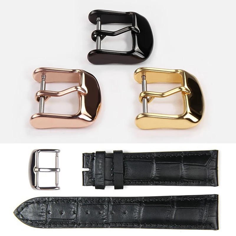 Metal Watch Band Buckle 10 12 14 16 18 20 22mm Men Watchband Strap Silver Color Stainless Steel Clasp Watch Strap Accessories